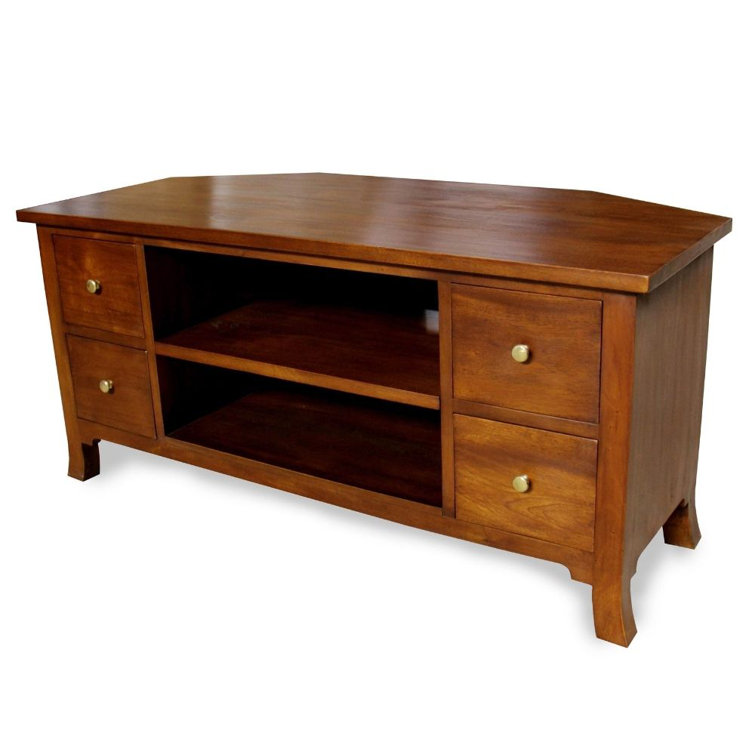 Rosalind Wheeler Mahogany Solid Wood Corner TV Stand for TVs up to 48